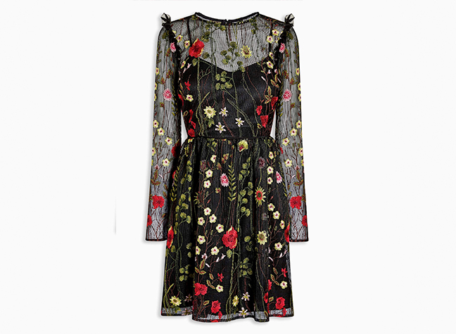 Buy Black Embroidered Floral Dress from the Next UK online shop ...